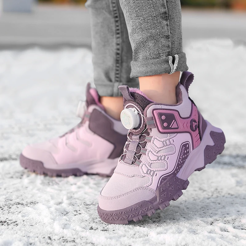 Sepatu Lari Hangat Musim Dingin Sepatu Bot Salju Anak-anak Sepatu Olahraga Anak-anak Anti-selip Luar Ruangan Sepatu Katun Anak Laki-laki Perempuan Beludru Tinggi