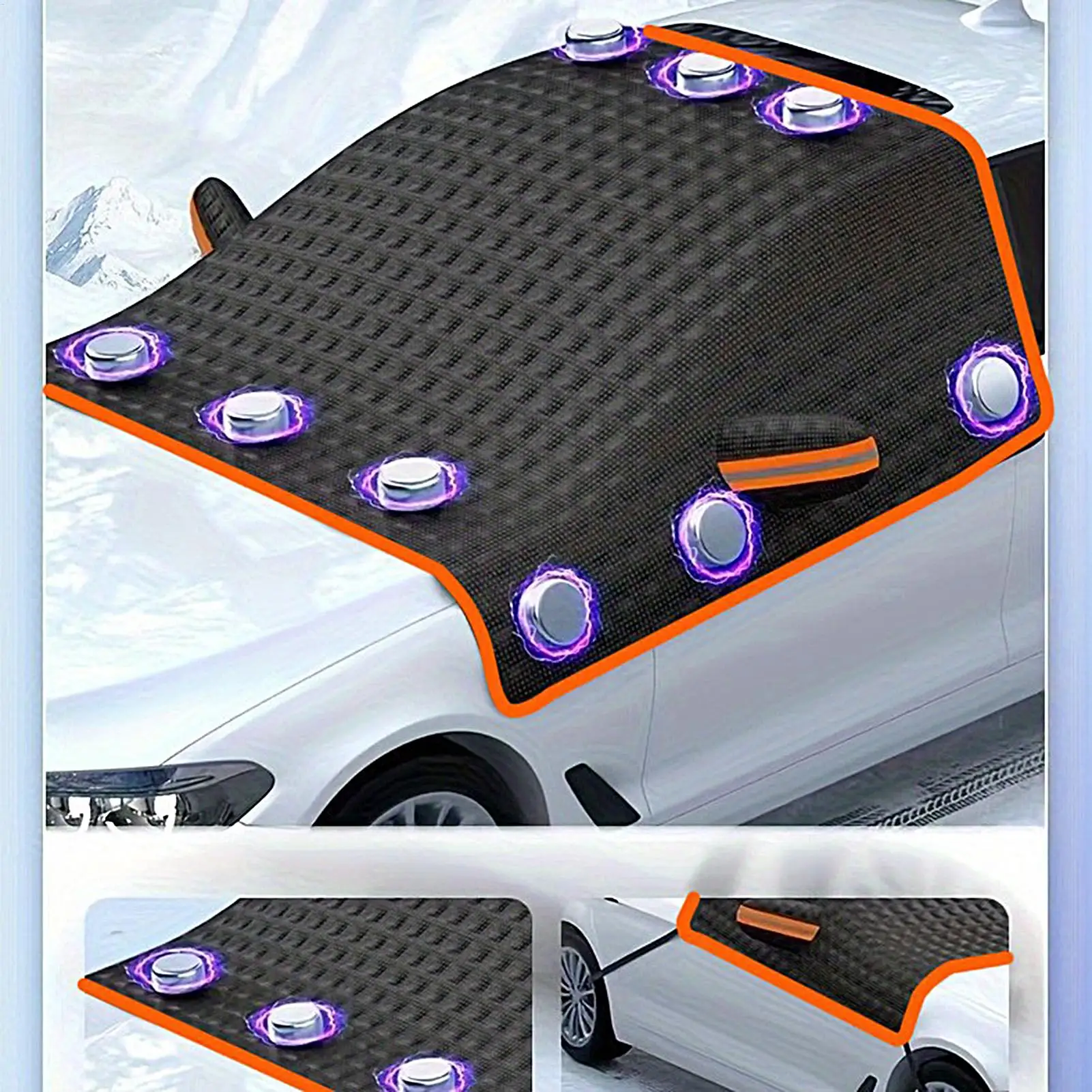 

Magnetic Windshield Cover Oxford cloth Windproof Car Windshield Snow Cover with Strap for Automotive Outside Winter All Weather