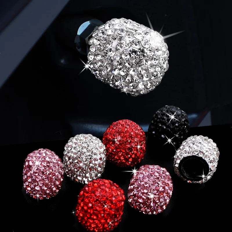 Diamond Car Tire Valve Stem Caps Crystal Shining Wheel Valve Covers Bling Charms Car Decor Waterproof Auto Accessories