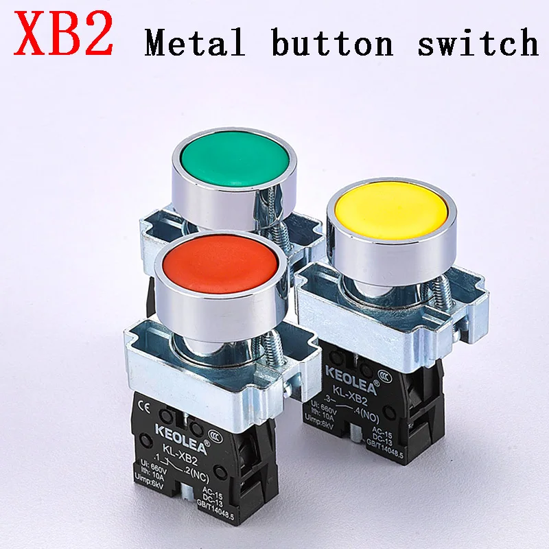 NEW XB2 Metal button switch control box start stop industrial identification symbol self reset circular emergency stop SWITCH