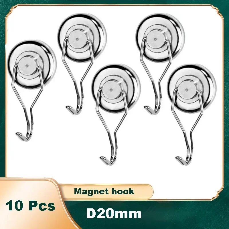 

10 Pcs D20 mm Swivel Swing Magnetic Hooks Strong Heavy Duty Neodymium Magnet Hooks Magnetic Hooks Neodymium Hooks For Kitchen