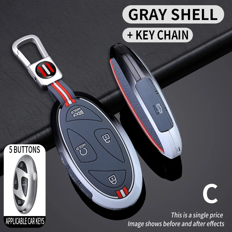 

Car Key Case Cover Holder Buckle Chain For Hyundai Ionic 6 Grandeur GN7 Kona Ev New Grand Prix 5/7Buttons Key Auto Accessories