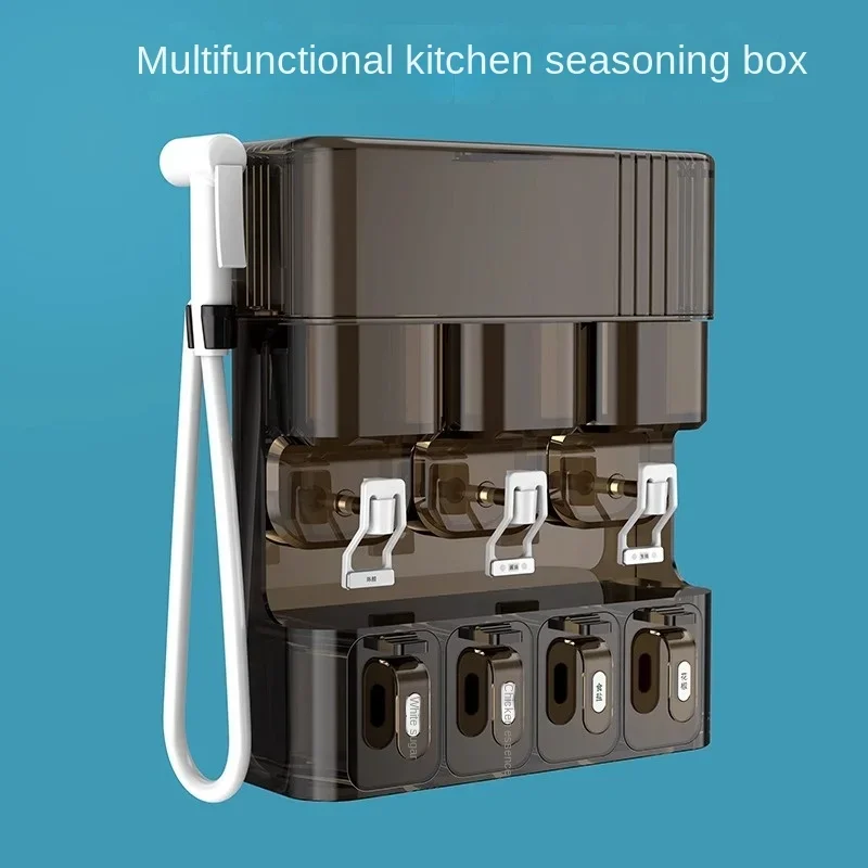 กล่องปรุงรสอเนกประสงค์ผนังบ้านครัวขวดใส่เครื่องปรุงน้ำมันเกลือโมโนโซเดียมกลูตาเมตกล่องเก็บ