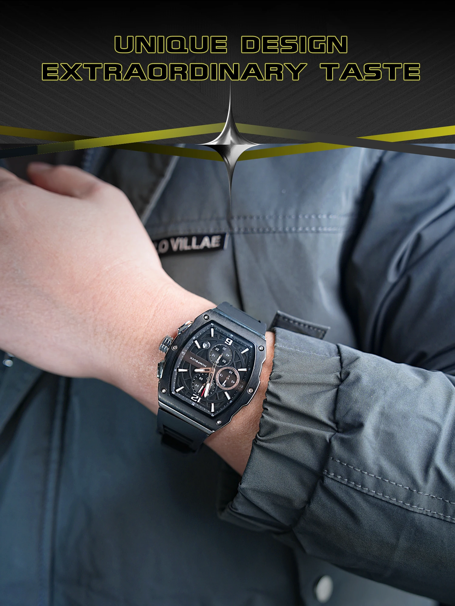 ساعة HUMPBUCK ساعة يد رجالية أنيقة مع عقارب مضيئة وميزات مقاومة للماء ومتينة من الفولاذ المقاوم للصدأ