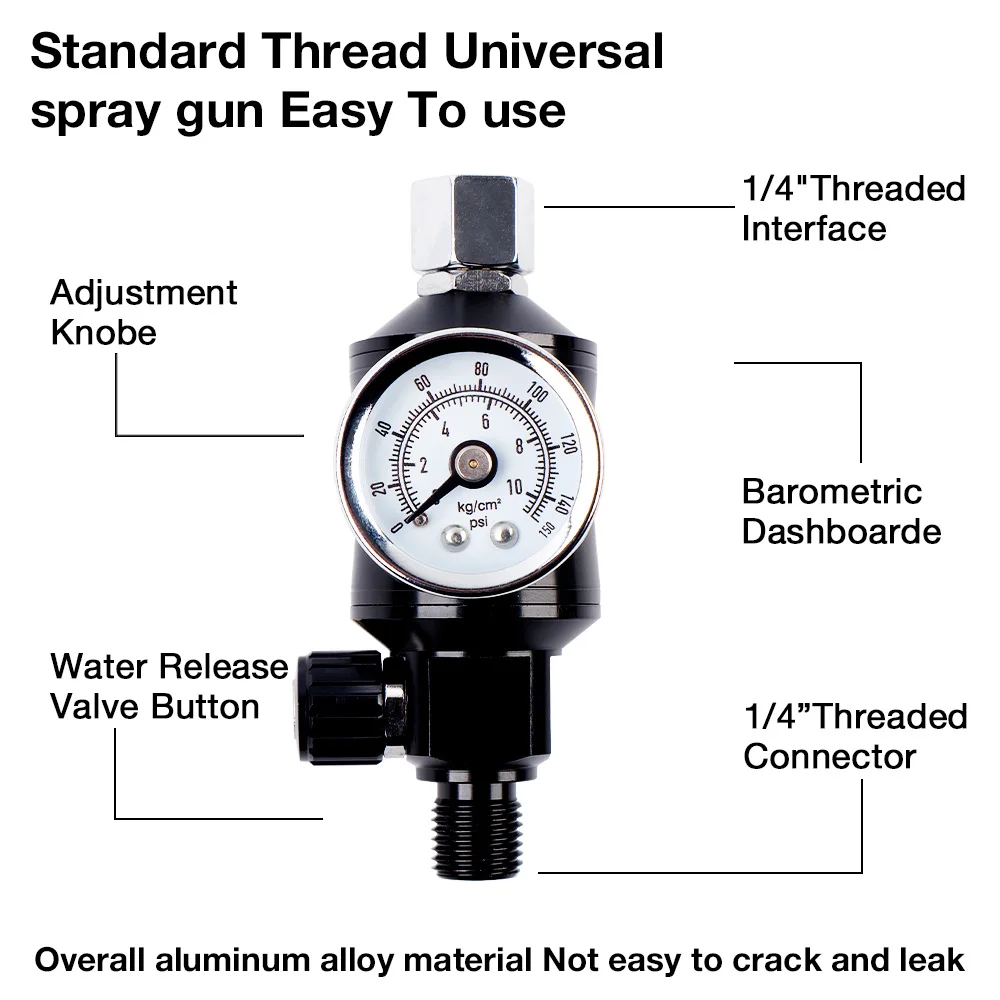 Spray Gun Air Pressure Regulator With Oil And Water Separator, G1/4 Standard Thread, Paint Spray Gun Regulator, General Air Tool