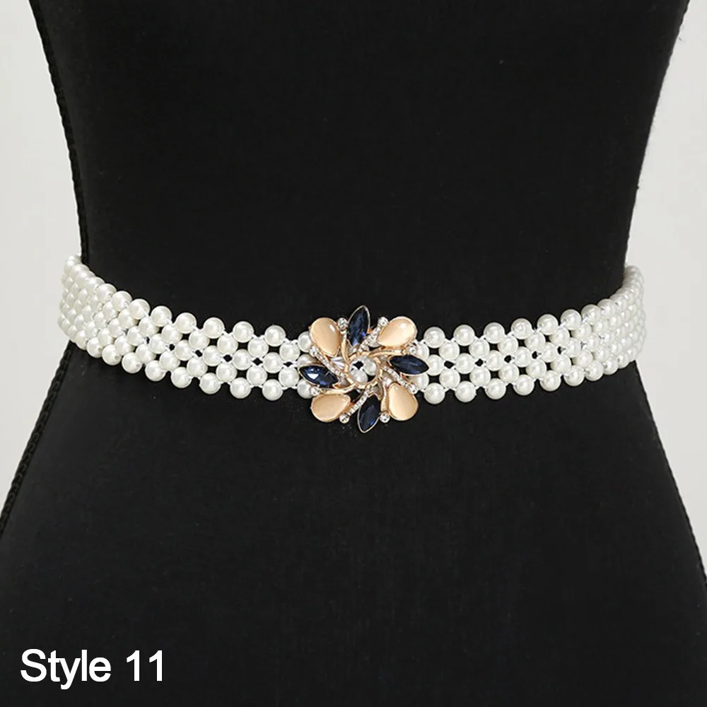 

Модный женский эластичный пояс с жемчугом, тонкий элегантный пояс с жемчугом, простой ремень на шнурке для женщин