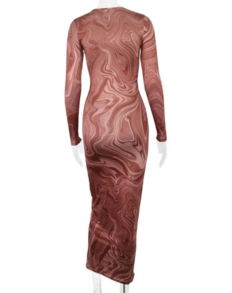 여성용 긴팔 바디콘 드레스 이브닝 파티 의류 미디 길이 섹시 원피스 스트리트웨어