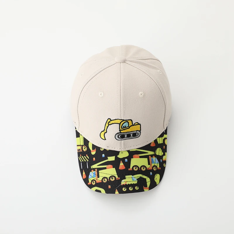 2025 Summer Baby Sports Hats Fashion School Boy Baseball Hats Excavator Embroidered Children Outdoor Kids Caps for 2-8Years