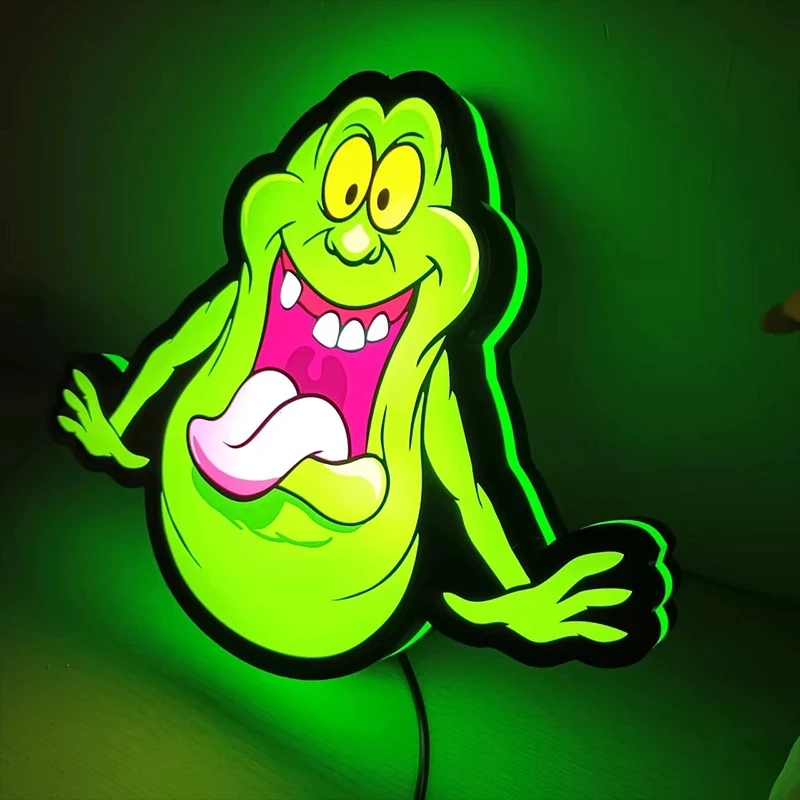 Ghostbusters Slimer LED Lightbox Sign Playroom Games Club Decoration Wall Art Decor 3D Print Nightlight Gamer Personalized Gifts