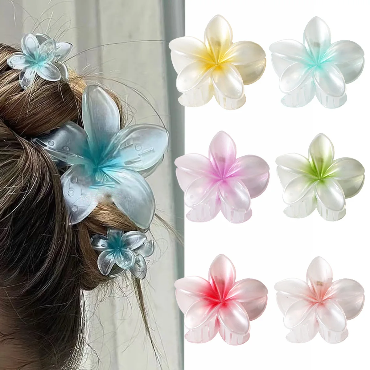 

New Fashion Women Flower Hair Clips Vacation Bohemia Egg Flower Hair Clips Barrettes Girls Large Hairpins Hair Accessories Gifts