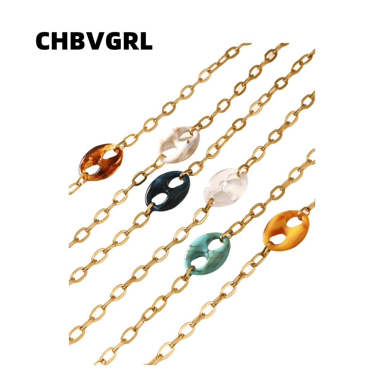 

New luxury design resin pendant necklace chain stainless steel material high-end feel casual personality elegant fashion