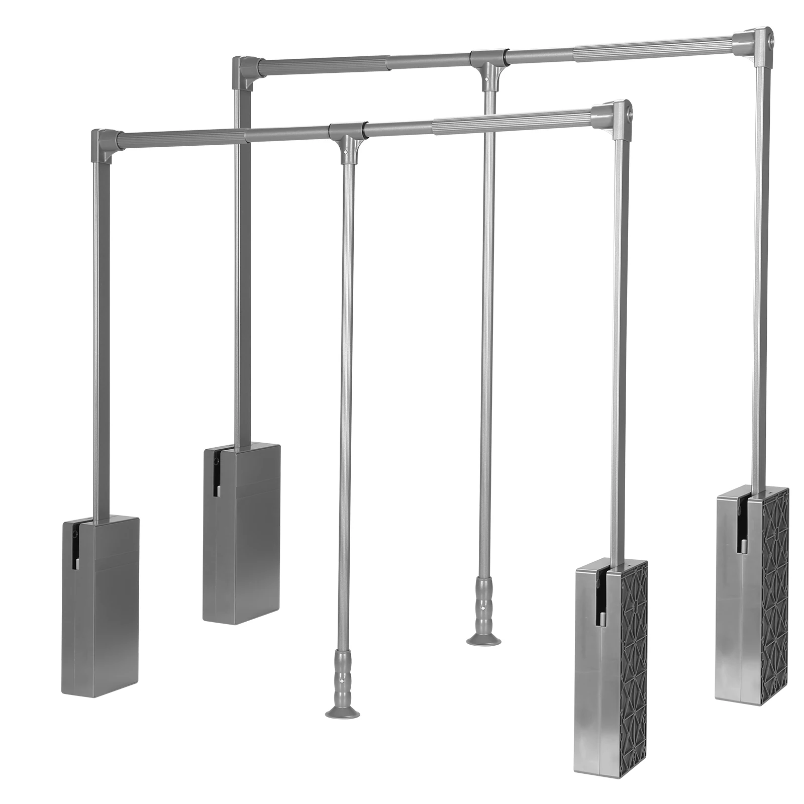 

2PC 60Lbs Load Pull Down Closet Rod Adjustable Width Side Back Mounted Two-way Buffering for High Cabinet Bedroom Hanging Clothe