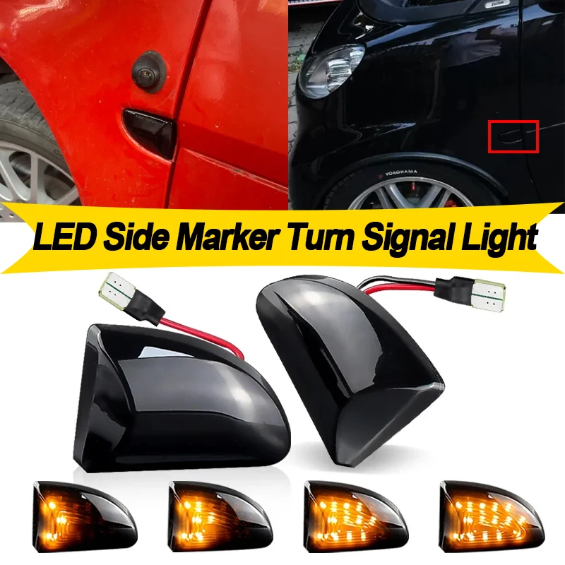 

2PCS for Smart Fortwo 451 MK1 MKII 2007-2015 LED Dynamic Side Marker Turn Signal Lights Car Lamp OEM# 4519067700C40A
