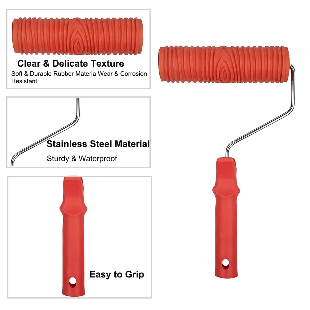 Graining Tool Set Painting Tools Rubber Wood  Texture DIY Paint RollerWall Room Home Yard Garden Decoration Brush Pattern