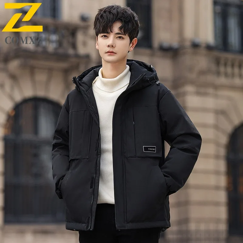 COMXZ 2025 Mens Womens Fleece Lined Thickened Stand Collar Winter Jacket Waterproof Windproof Outdoor Sports  Reversible Coat