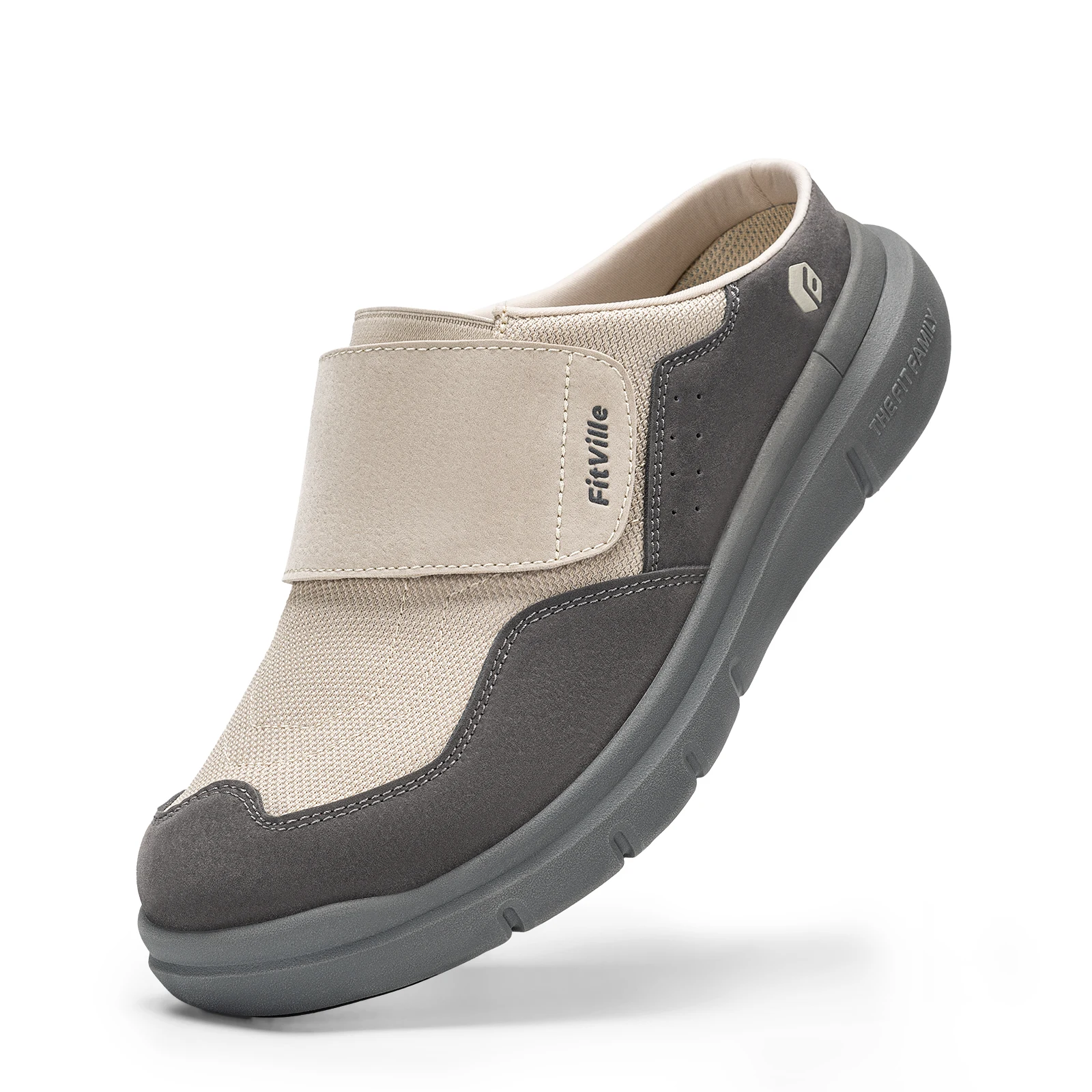 Men'S Shoes For Wide Feet - FitVille メンズ ワイドフィットスリッパ、アーチサポート付き、通気性のある調節可能な滑り止め室内用ミュール、足底筋膜炎と足のむくみのための整形外科用室内ウォーキングシューズ