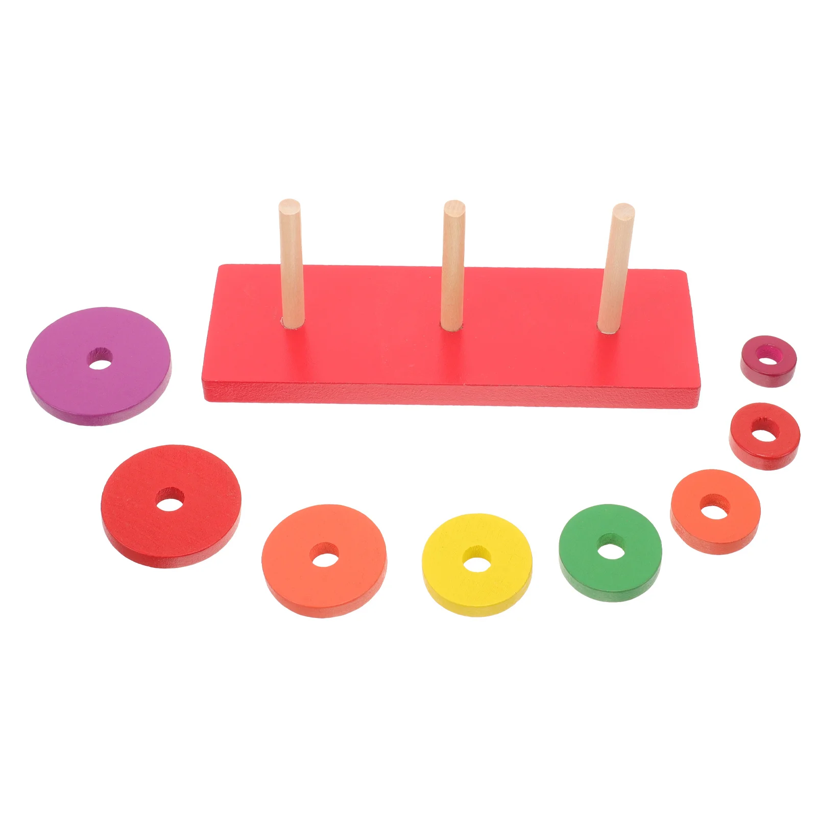 1 Juego de rompecabezas de apilamiento de torre de anillo de madera colorido educativo para niños coordinación mano-ojo habilidades lógicas juego mental Montessori