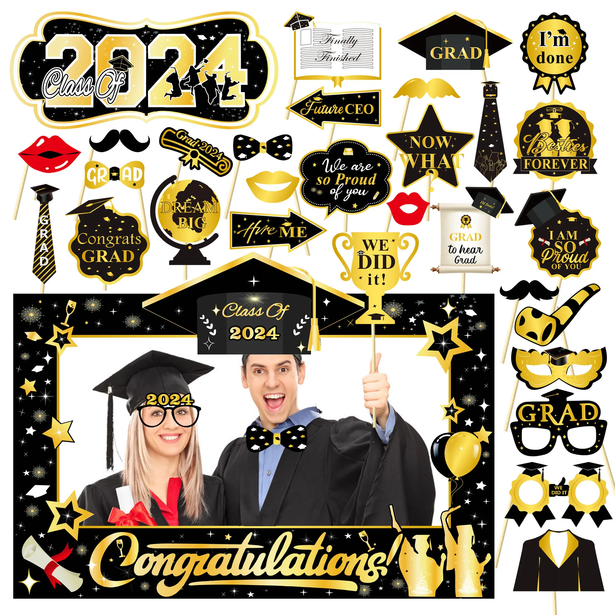 Graduation season decoration School party party supplies Glasses Graduation photo props