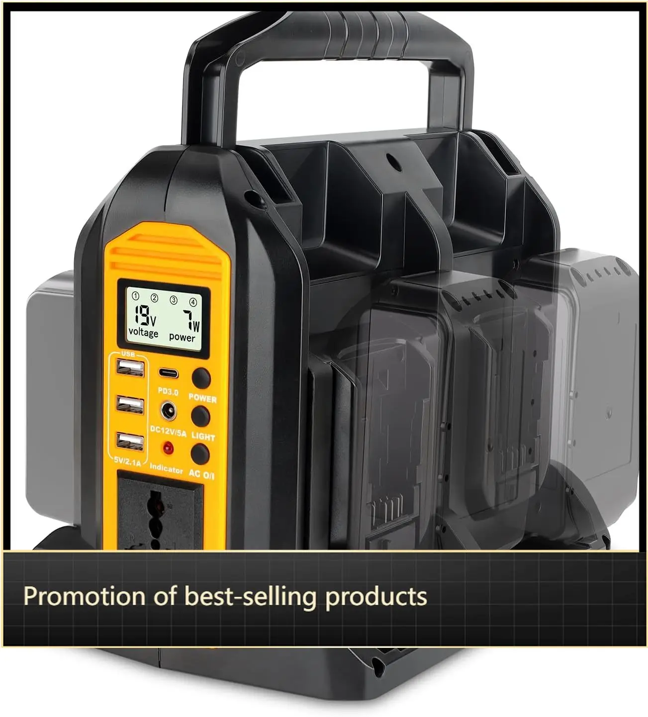 

350W Power Inverter For 20V 60V Li Ion Battery 20V To 120V Pure Sine Wave Inverter 4 Port Power Station For Outdoor Camping Tool