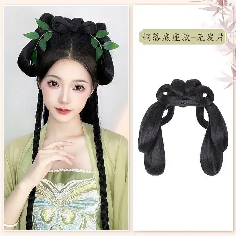 Parrucche Cosplay Hanfu Donna Nero Anime Antico cinese Hanfu Parrucche Copricapo Accessori Hanfu Parrucche lunghe diritte Parrucca nera Fascia per capelli