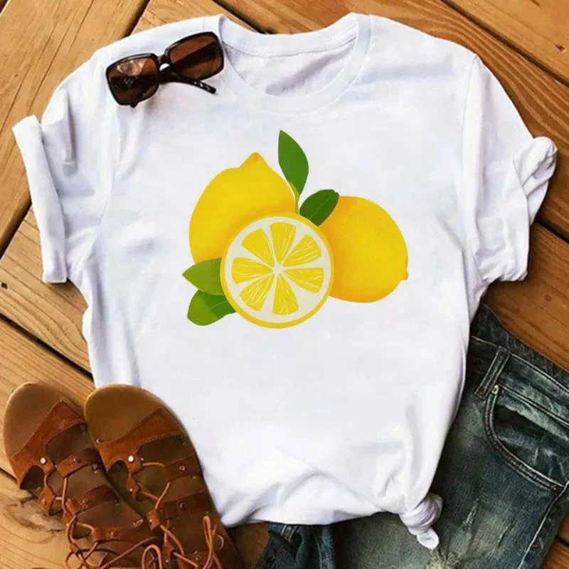 Maycaur New Summer Funny Watermelon Fruit Print Women T Shirt Harajuku White T Shirts Cartoon Casual Woman Tops Female Clothes