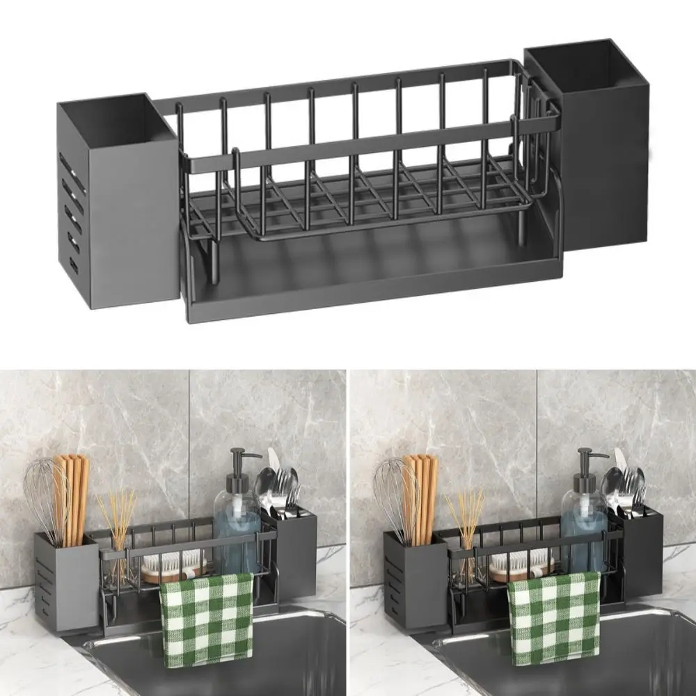 

Сливная полка для раковины из АБС-пластика, чашка для хранения, нержавеющий держатель для кухонной губки, многофункциональные кухонные полки большой емкости