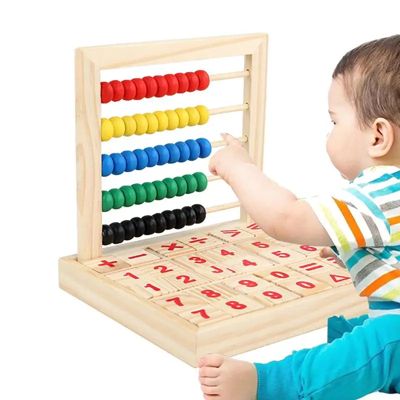 Wooden Frame Abacus Toy Classic Wooden Beads Counting Fram  Toy Wooden Frame Abacus Wooden Numbers Blocks Gift For 3 4 5 6 7