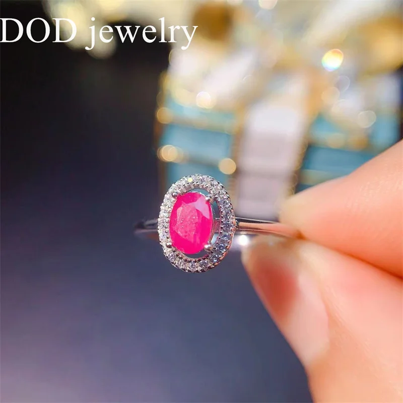 Natural Ruby Solid Silver Rings 0.5 Carats Genuine Stone Elegant Style S925 Jewelry Top Quality Wedding Engagement Gifts