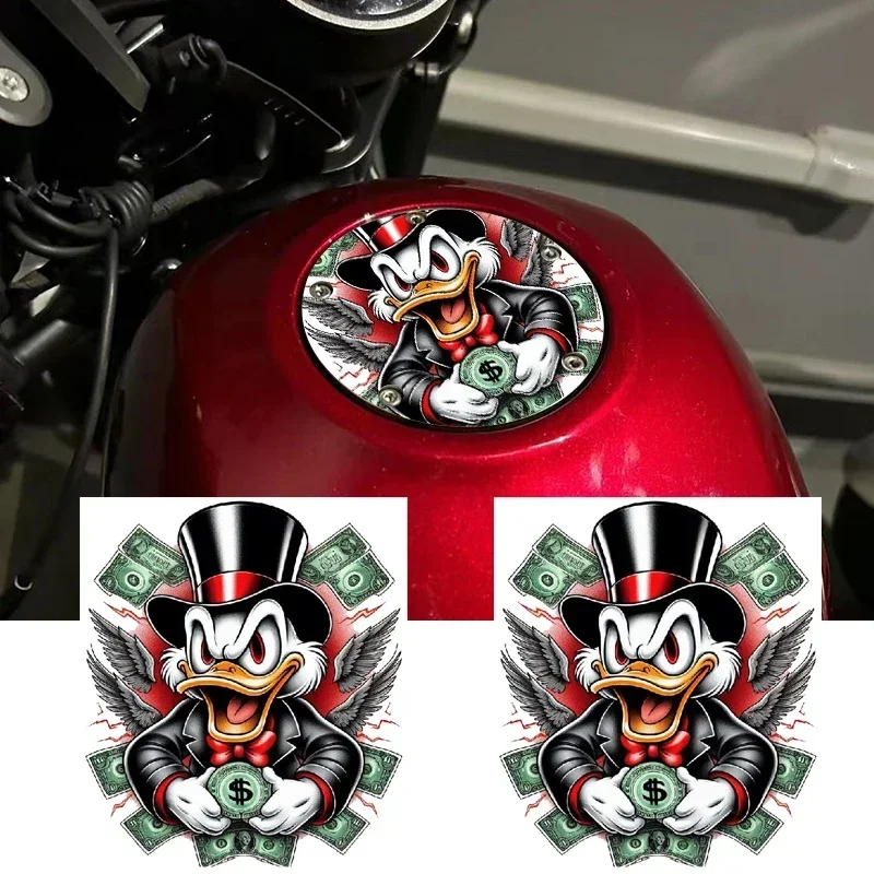 

1PC Cute Duck Motorcycle Fuel Tank Cover Stickers Waterproof Motorbike Fuel Tank Cap Oilproof Vinyl Decals Cartoon Decoration