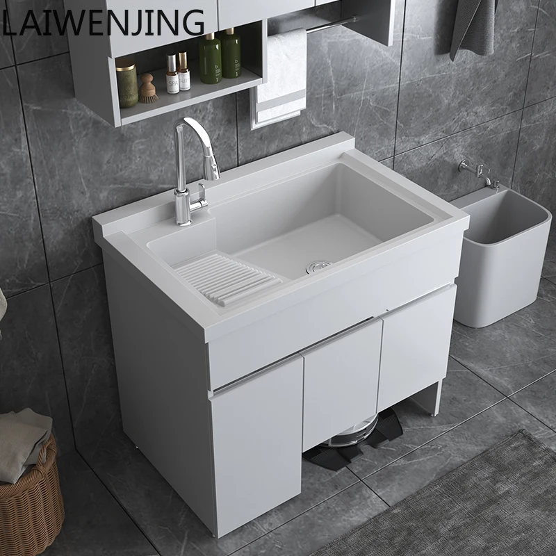 

MJY stainless steel laundry cabinet base station cabinet wash basin with rubbing plate groove basin integrated