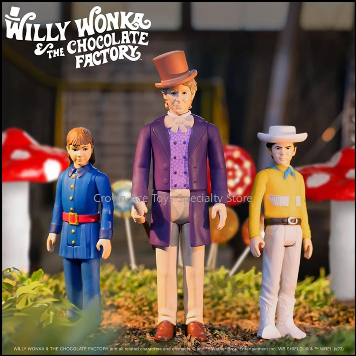 

In Stock Super7 Willy Wonka Mike Teevee Violet Beauregarde Action Figure Trendy Collectibles Toys Gifts Desktop Ornament Model