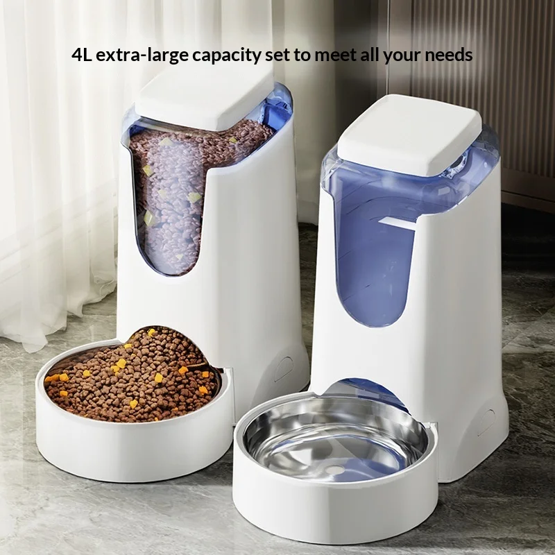 Dispensador automático de agua y comida 2 en 1 de acero para gato y perro - imagen 4
