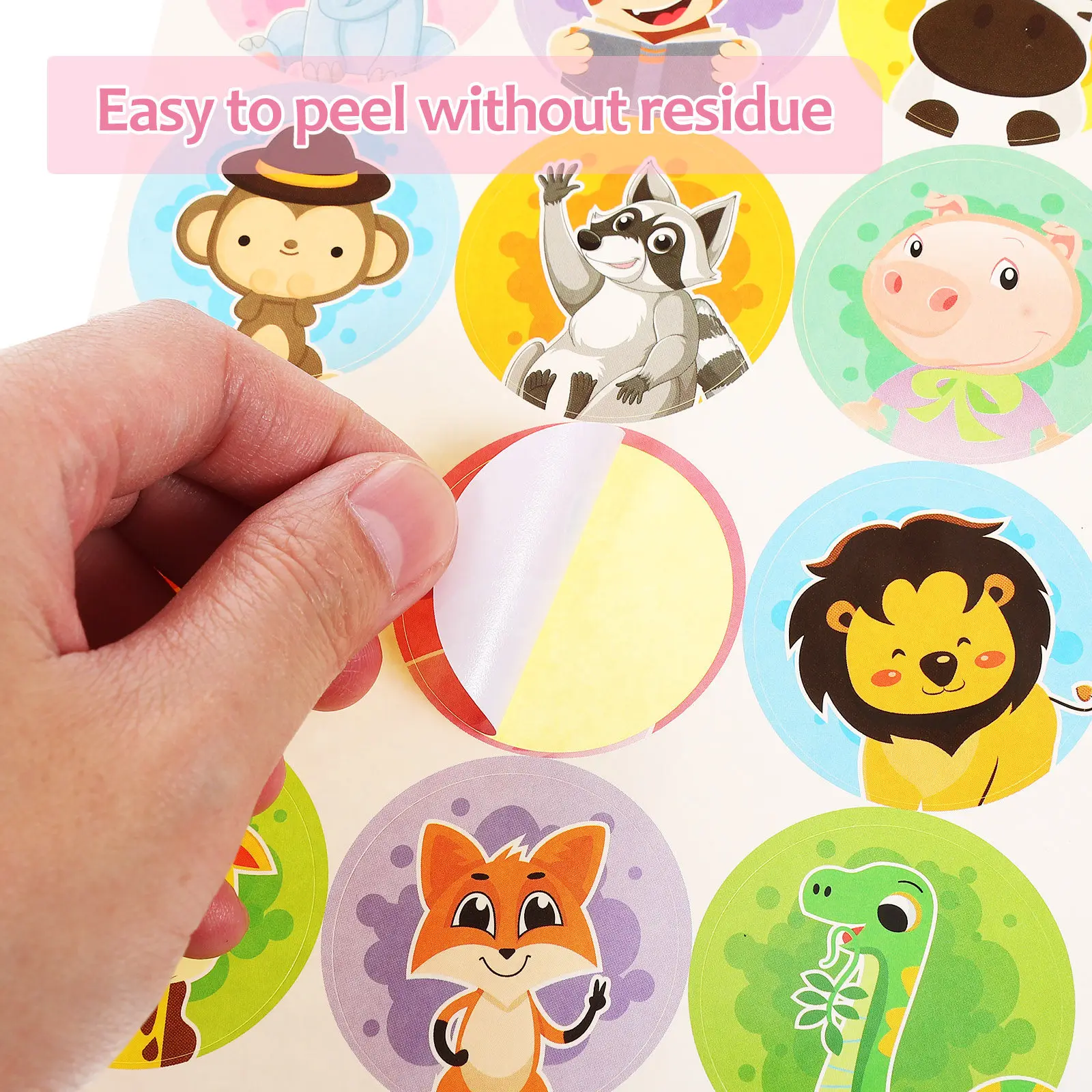 

60 Sheets Animal Cute Reward Circle Adhesive For Classroom Craft Gift Box Sealing Cartoon Theme Stickers For Mini