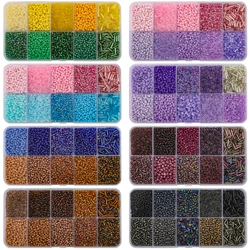 130g/set Glass Round Seed Beads Tube Loose Beads DIY Bracelet Necklace Czech Crystal For Jewelry Making Handmade Accessories