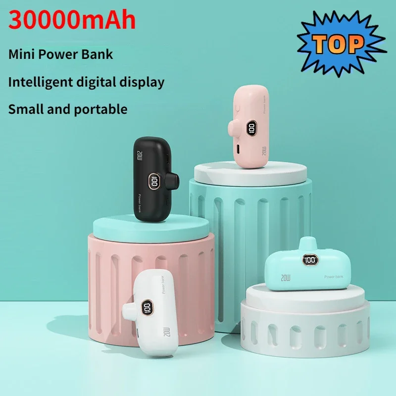 

2025 New 30000mAh Large Capacity Mini Power Bank Portable Fast Charging External Battery Charger for IPhone Xiaomi Samsung