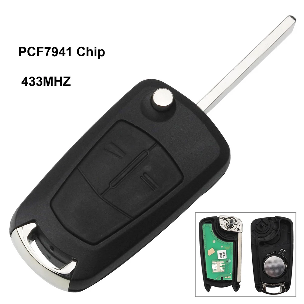 jingyuqin WALKLEE Remote Key suit Fod 2 Button 433Mhz PCF7941 For Opel/Vauxhall Astra H 2004-2009 Zafira B 2005 - 2013 Car Flip