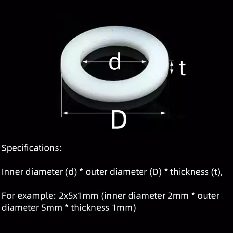 

M2-M12 PTFE Sealing Washer / White Teflon Flat Gasket - High Temp Resistant Non-Stick Spacer for Water Pipe Joints & Industrial