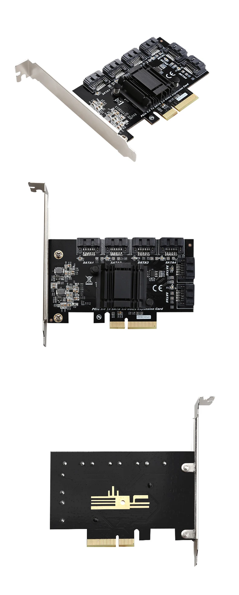 PCIE3.0 4X to 6SATA3 Expansion Card 6 Gbps to PCI Express X2 Gen 3 Host Card Controller Card