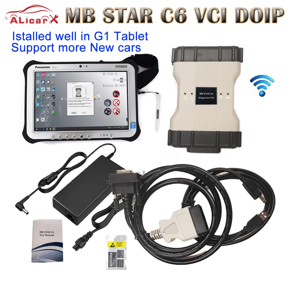 

C6 VCI and G1 tablet installed well ready V03.2024 MB Car diagnostic DOIP C6 unlimited license off line coding programmer mb C6