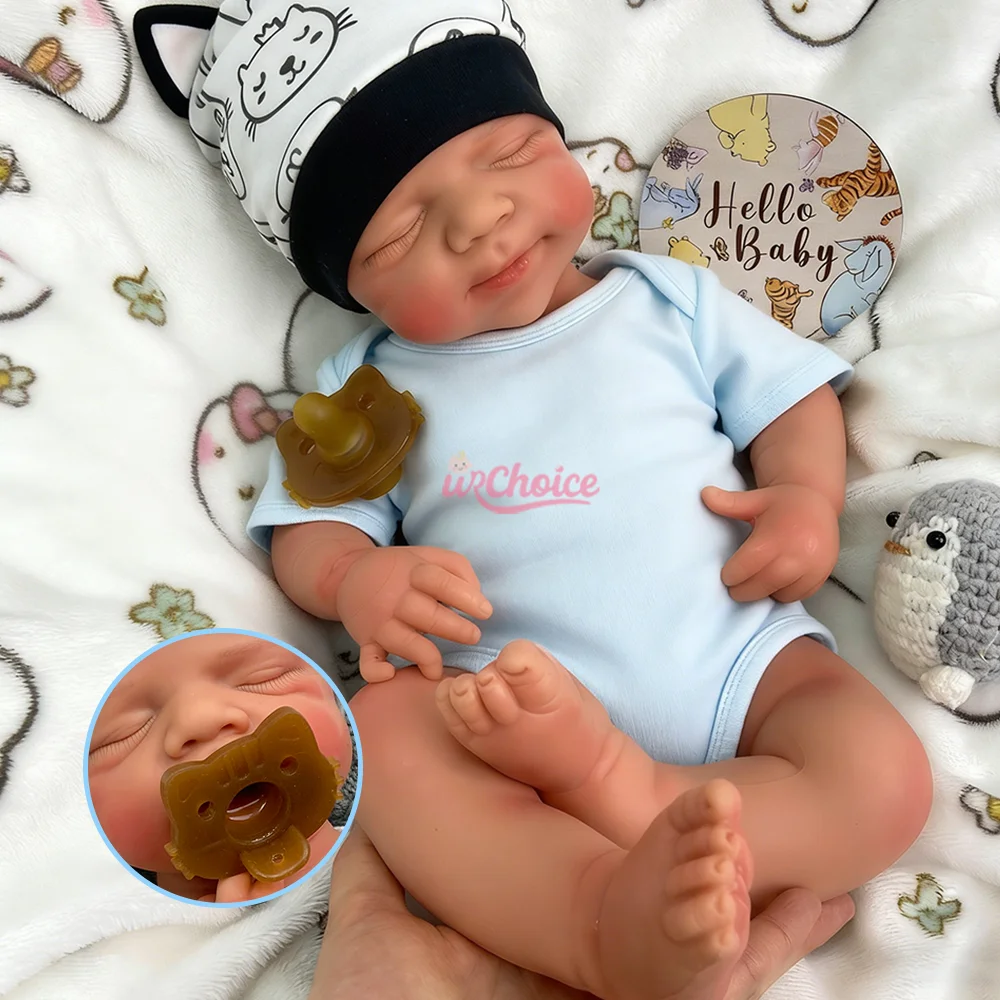

20" Silicone Reborn Baby Doll Open Mouth Reborn Doll Hand Painted Silicone Newborn Girl/Boy Weighted Doll Emotional Support Gift