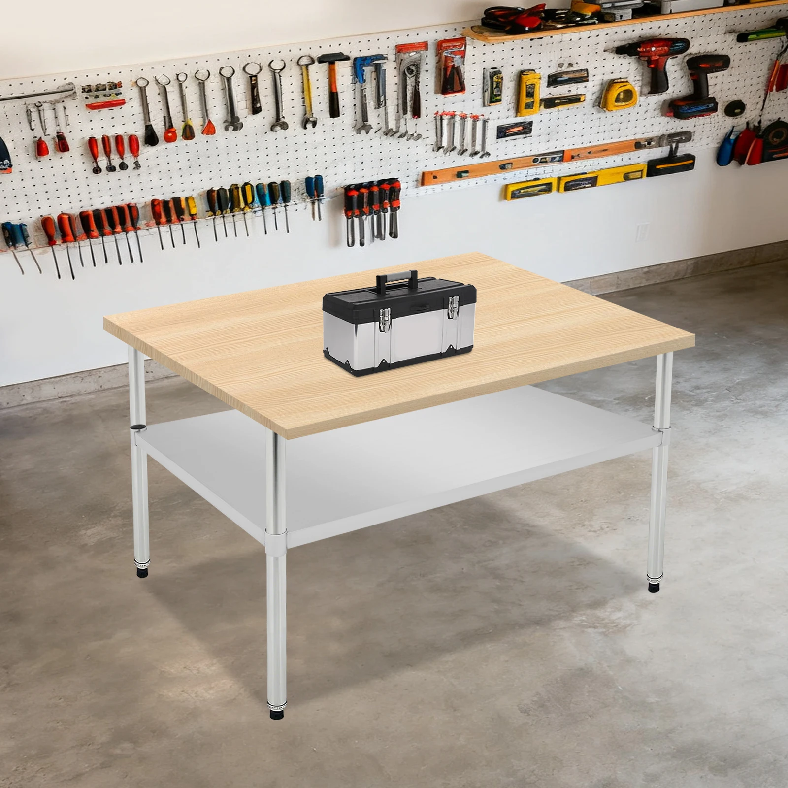 115*71*4.2cm Stainless Steel Table,Silver Adjustable Lower Shelf, Under Shelf For Work Tables,Max. Load-bearing Capacity 100kg