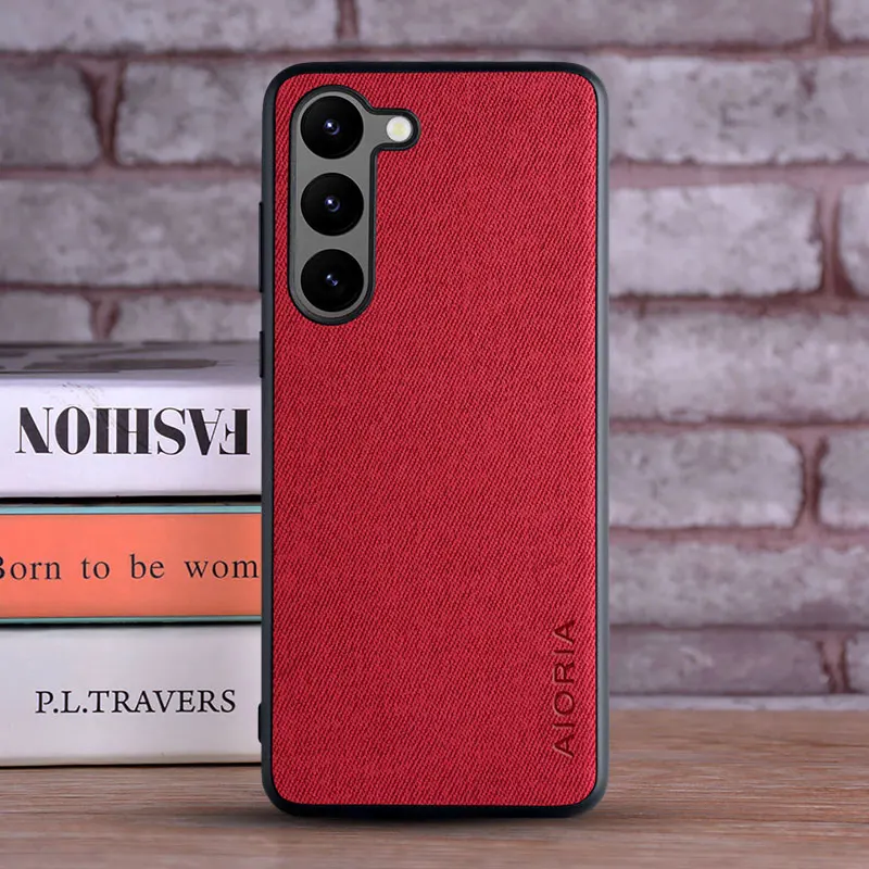 Case for Samsung Galaxy S23 S24 S25 S21 S22 Ultra Plus FE 5G coque Luxury textile Leather cover funda for samsung s22 ultra case