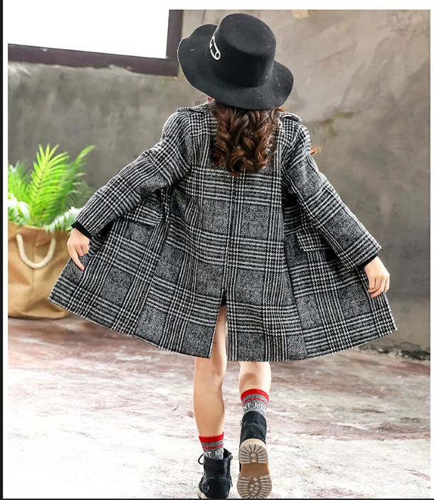 Cate Children Jacket for Girls Winter Wool Warm Overcoat Fashion Girls Clothes Kids Outerwear Autumn Girls Coat