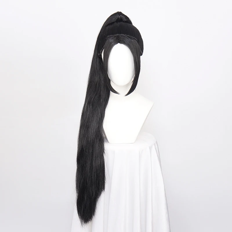 Ccutoo-Valorant sábio peruca cosplay para mulheres, peruca preta longa, cabelo sintético, rabo de cavalo removível, resistente ao calor, Halloween