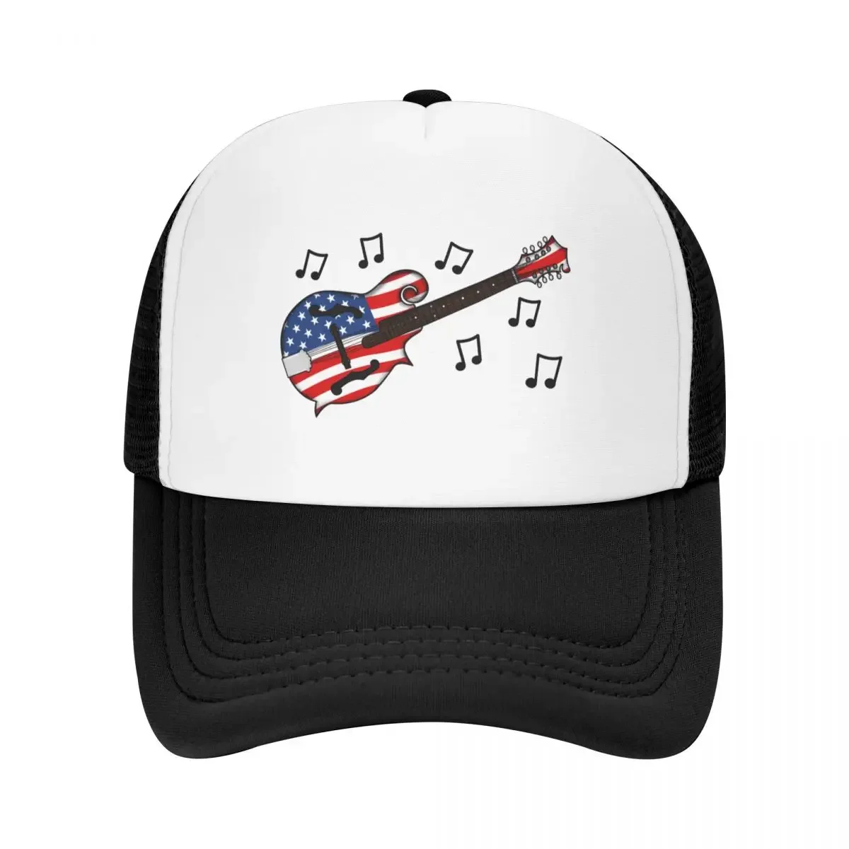 4th July Mandolin America Rocks USA Flag Mandolinist Baseball Cap Sunscreen western Hat beach hat Mens Women's