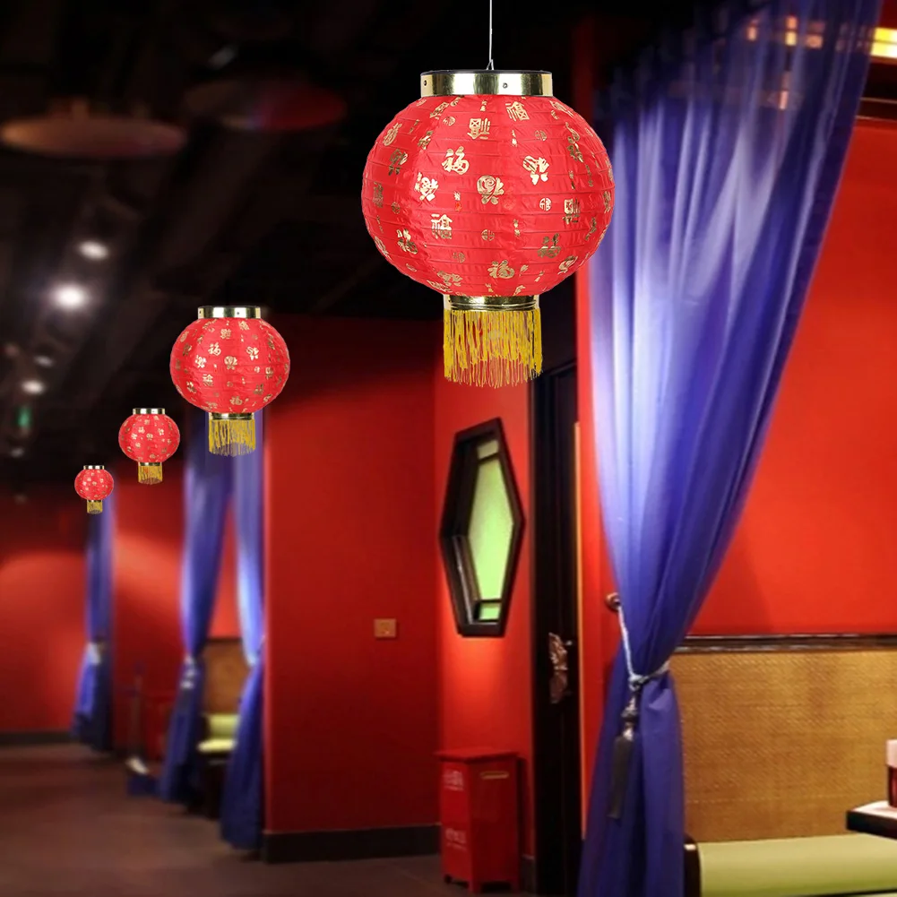 10 inch Chinese/Japanese Long Shaped Cloth DIY Red Restaurant Lantern Lantern Lamp for Home Party Hanging Lampion Decoration