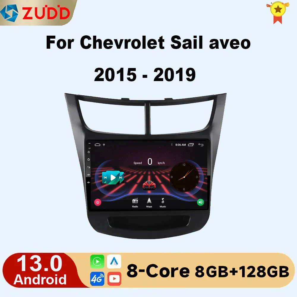 

8G+128G DSP 2 din Android 13.0 4G NET Car Radio Multimedia Video Player for Chevrolet Sail aveo 2015 2016 2017 2018 2019 carplay