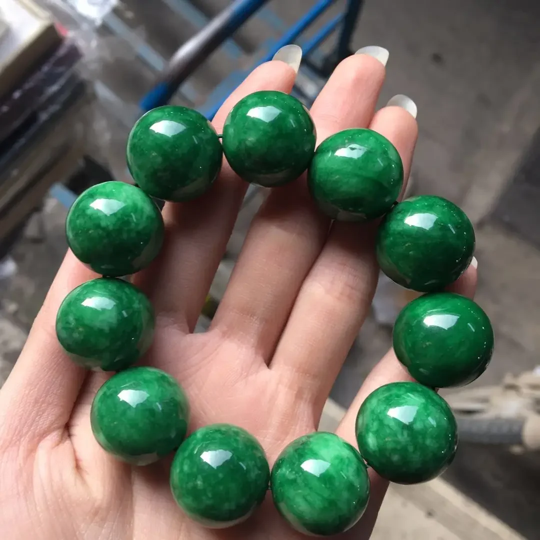 

Natural green jade bracelets handcarved beads jasper jadeite jade bracelet men emerald Jade bangles 18mm