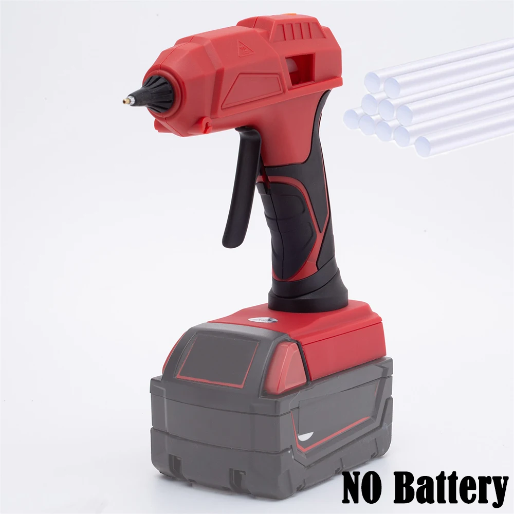 

60W Cordless Hot Melt Glue Gun For Milwaukee 18V Lithium Battery Electric Repair DIY Gun With 10pcs 7mm Glue Sticks(NO Battery )