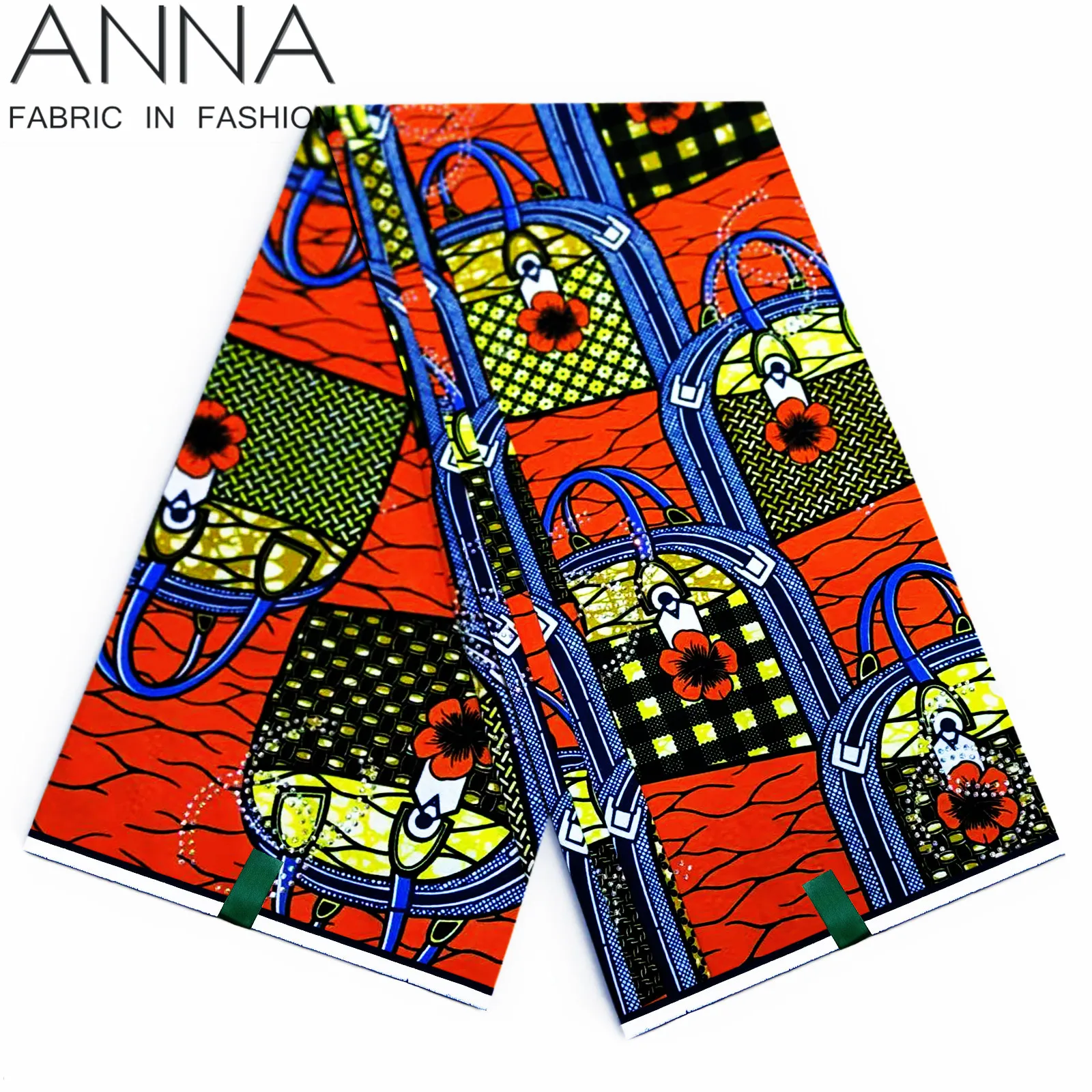 

African Wax Fabric Super Fabric with Diamond Sewing Material 100% Original Ankara Wax Fabric Print Batik Dutch Fabric 6yards L4